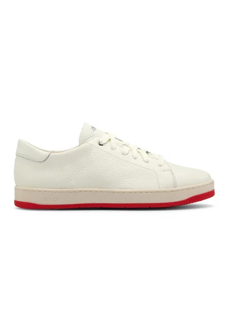 Кожени спортни обувки с връзки - Червен/Крем