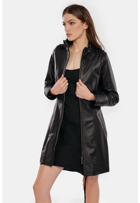 Кожено дълго яке Paloma с колан