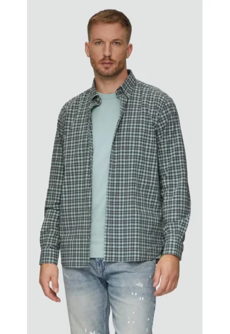 Мъжка риза с карирана щампа - Regular fit кройка -  Зелен