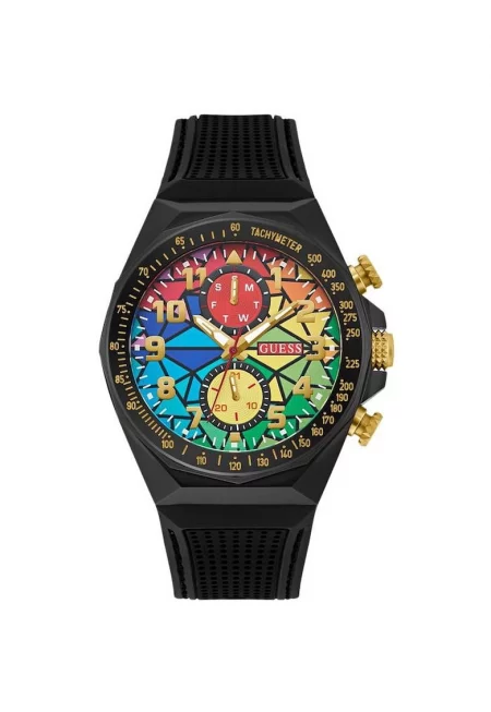 Мъжки часовник  модел GW0902G3 - кварцов механизъм - черна кутия от неръждаема стомана - черна каишка от каучук - многоцветен циферблат - 46 мм