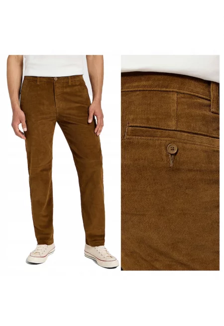 Мъжки къси панталони -  Regular Chino - кройка - средна талия - дълги - джобове - цип - памук - кафяви - Бежов