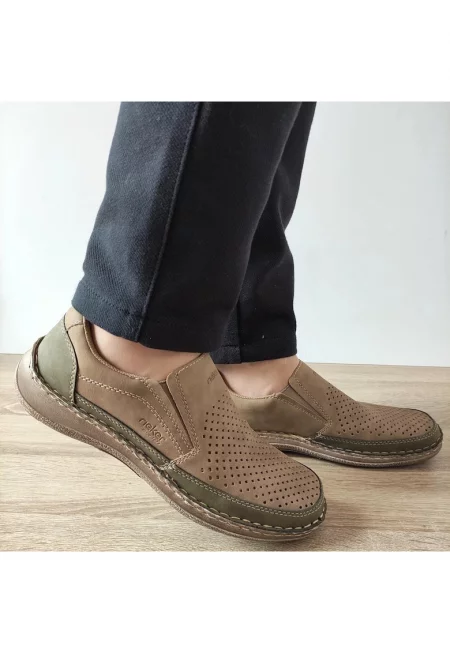 Мъжки перфорирани обувки 03079-64 Beige - Бежови