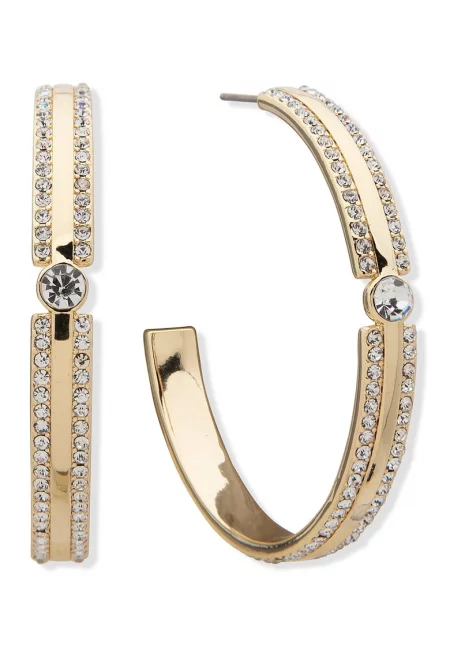 Обеци с циркони - Златист