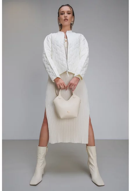 Олекотено яке Abi с цип - Мръснобял