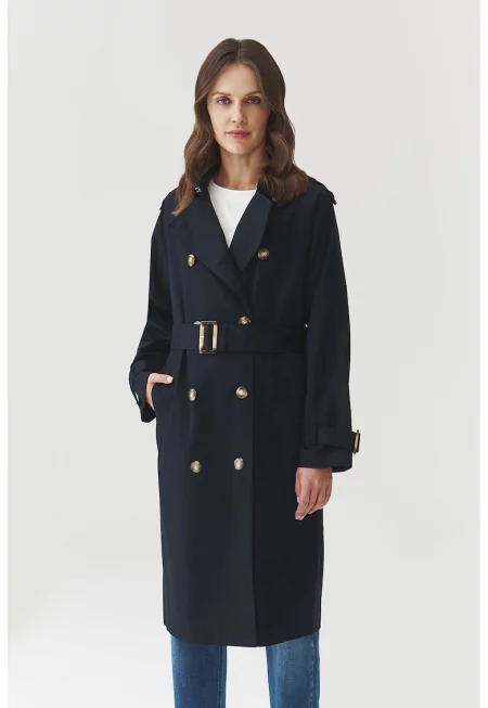 Палто с памук с копчета - Черен