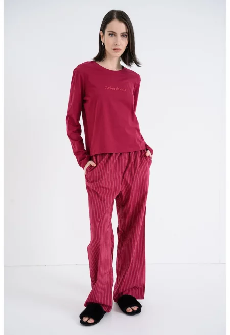 Памучна пижама с лого - Малина