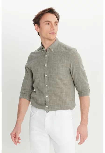 Памучна риза с яка Oxford