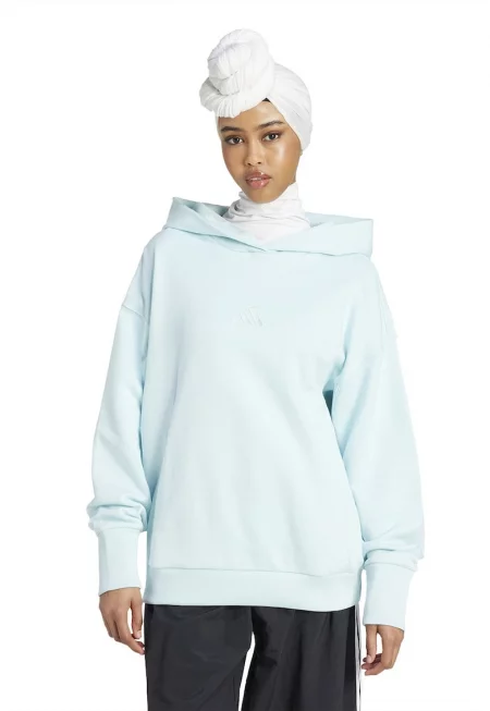 Памучно худи с рипс - Ледено синьо