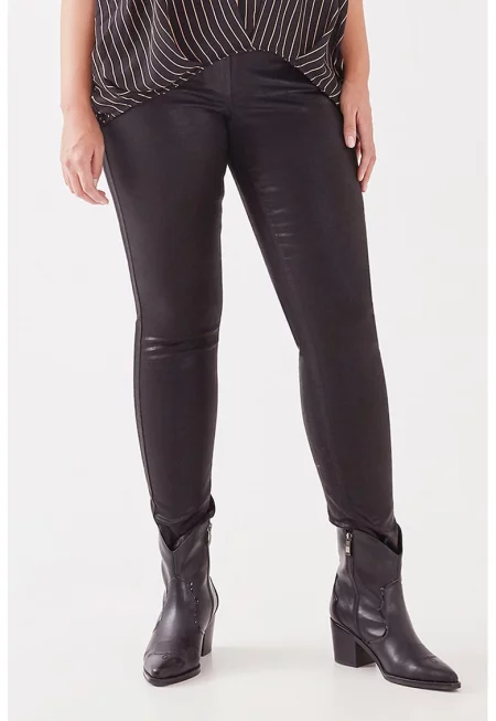 Панталон по тялото от еко кожа - Черен