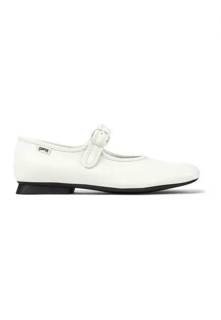 Пантофки Karst тип Mary Jane от кожа - Бял