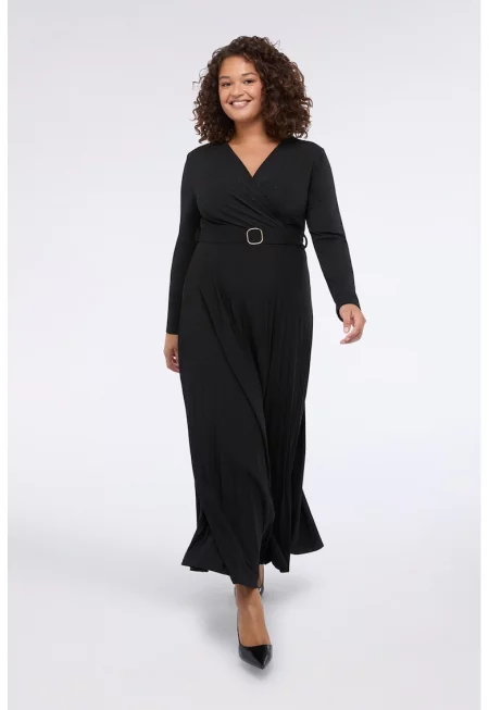 Плисирана рокля - Черен