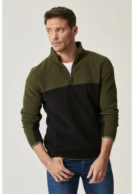 Поларен суитшърт с къс цип