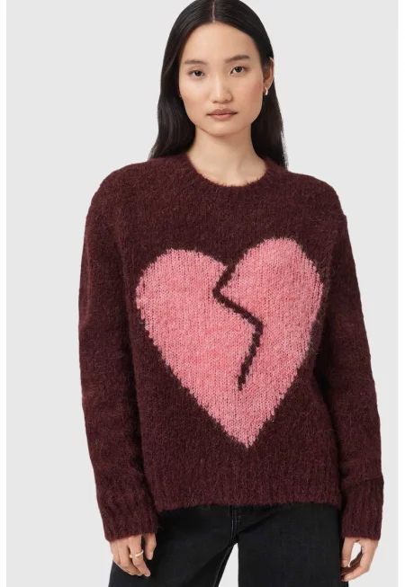 Пуловер Luv с вълна и принт