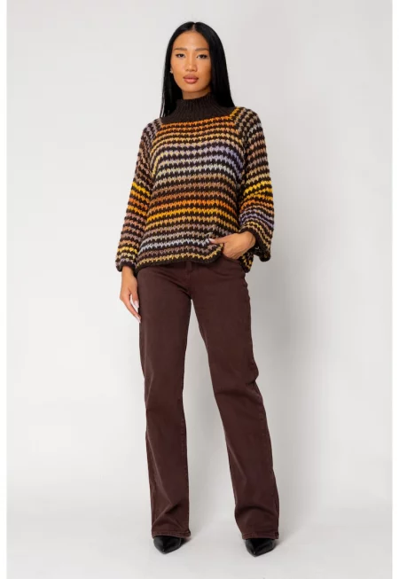 Пуловер от смес от вълна и кашмир Кафяв 18285 - Кафяв