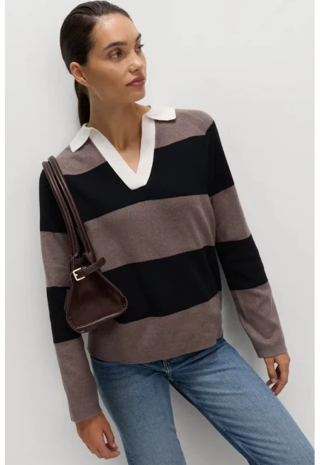 Раиран пуловер с яка