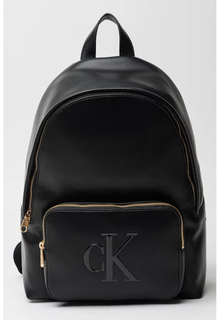 Раница от еко кожа с подплатен гръб - Черен