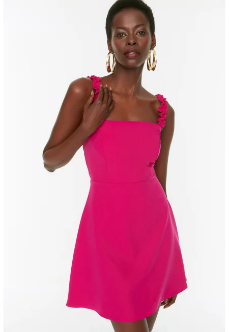 Разкроена къса рокля с дипли