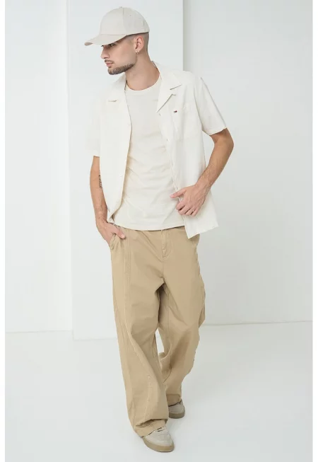 Риза от органичен памук и лен - Светло сив