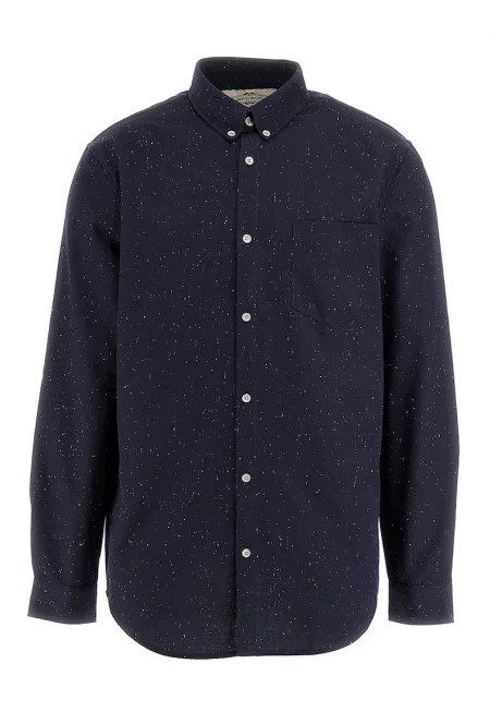 Риза от памук с петниста шарка - Тъмносин