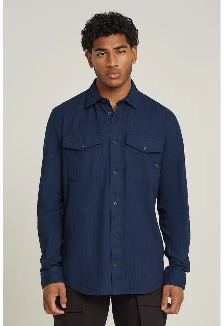 Риза с джобове на гърдите - Тъмносин