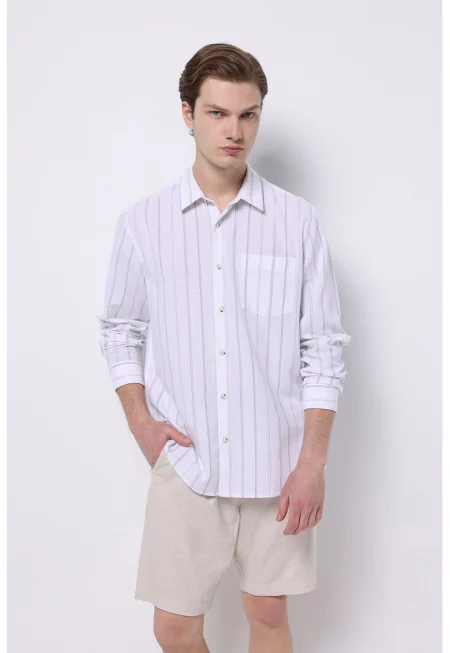 Риза с лен и джоб на гърдите