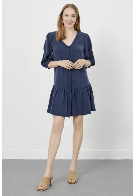 Рокля с 3/4 ръкави - Тъмносин