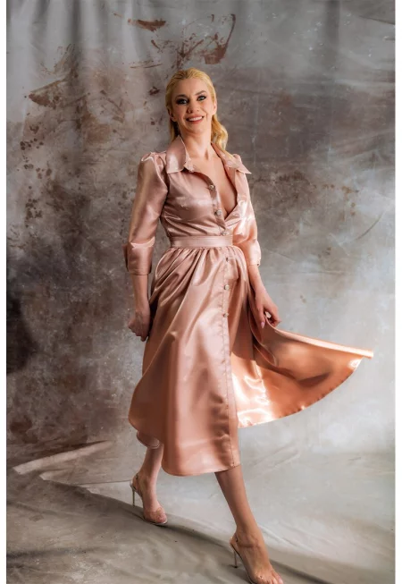 Рокля тип риза Alena - Светлокафяв