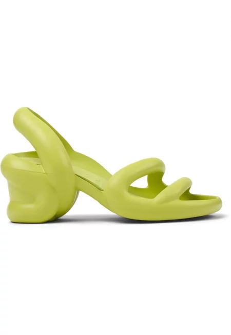 Сандали Kobarah с отворена пета и масивен ток - Лайм зелено