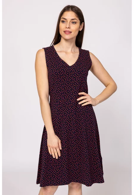 Шпиц рокля Vilaka с памук - Бордо/Черен