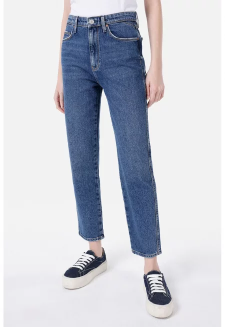 Скъсени дънки с права кройка - Светлосин