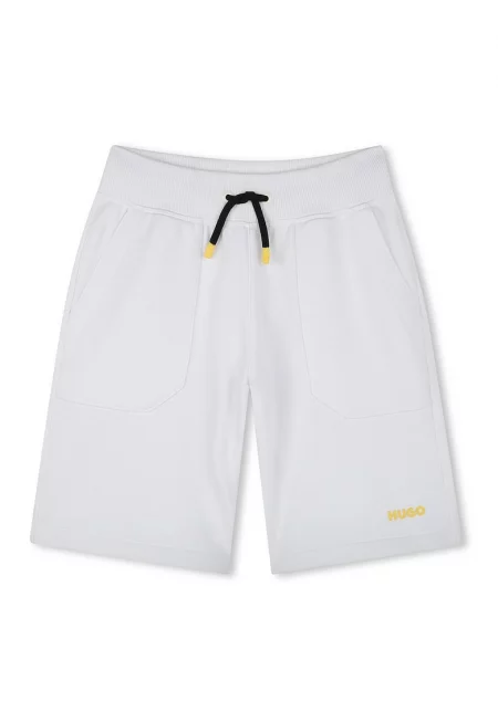 Спортни бермуди с лого - Бял/Жълт