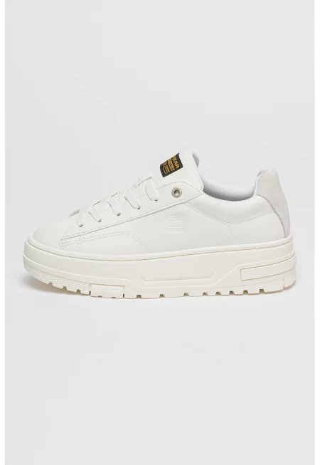 Спортни обувки Lhana от еко кожа с равна платформа и велур - Бял