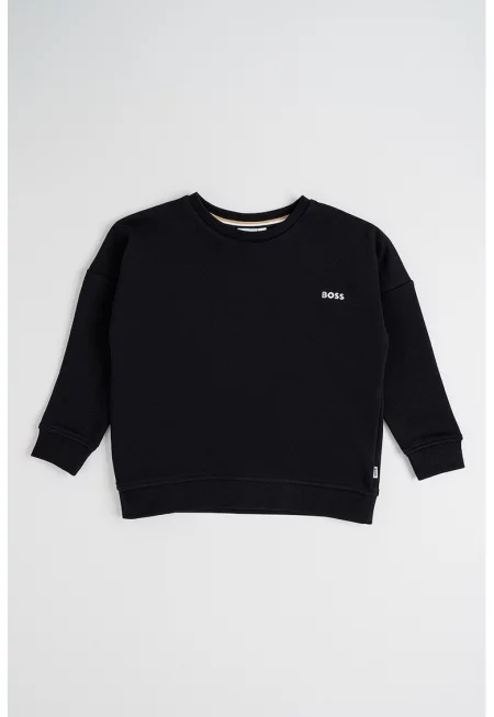 Суитшърт с овално деколте - Черен