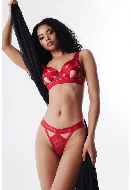 Сутиен с отвори и регулируеми презрамки - Червен