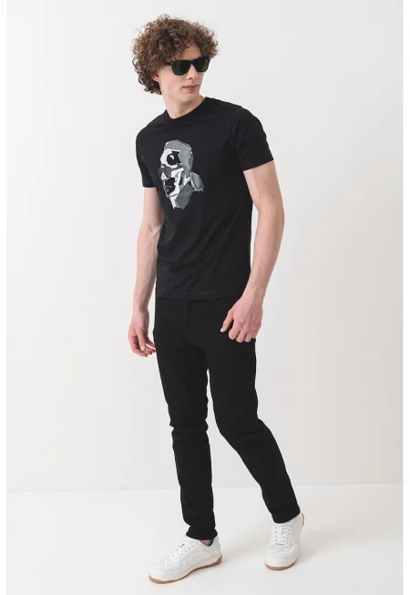 Тениска с лого - Черен/Сив