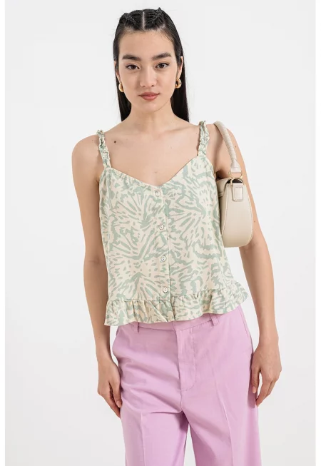 Топ Milo с лен с набран подгъв