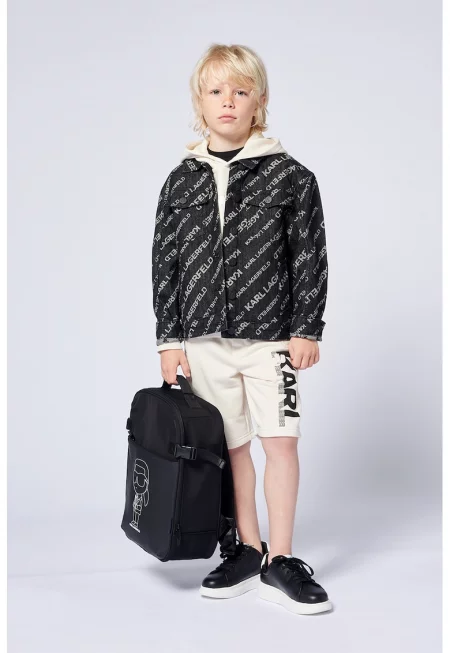 Яке от деним с лого - Сив/Избеляло черно