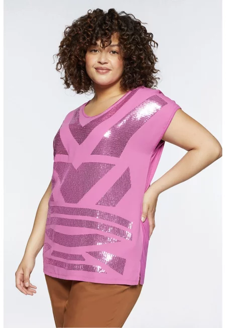 Блуза с пайети - Розово