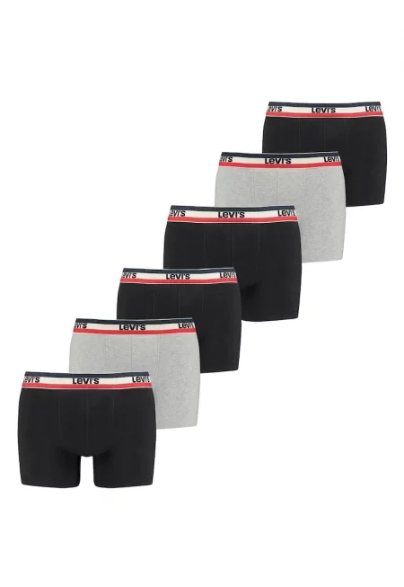 Боксерки с лого на талията - 6 чифта - Черен/Сив