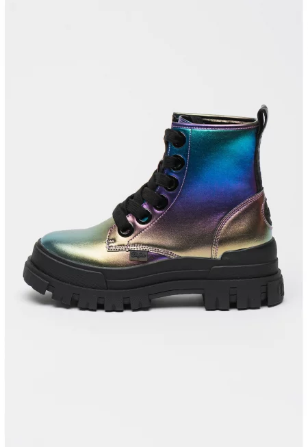 Боти Aspha от еко кожа с масивен ток - Виолетов/Многоцветен