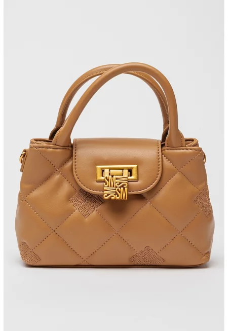 Чанта Bosco от еко кожа с лого - Кафяв/Камел