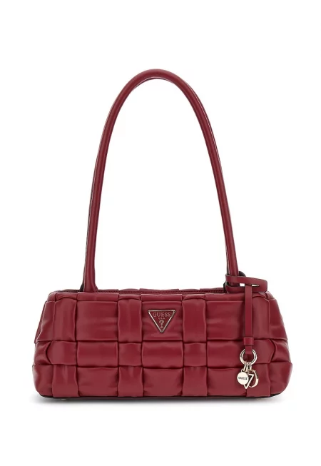 Чанта през рамо със сплетен ефект - Червен