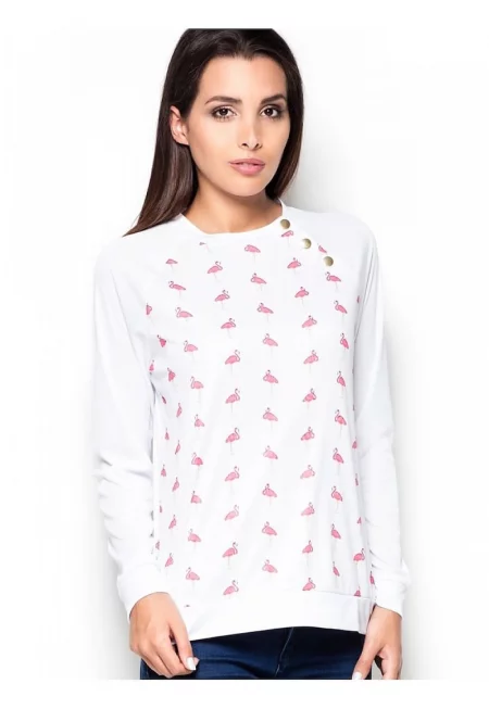 Дамска блуза  дълъг ръкав - класическа кройка - цветна - 100% полиестер