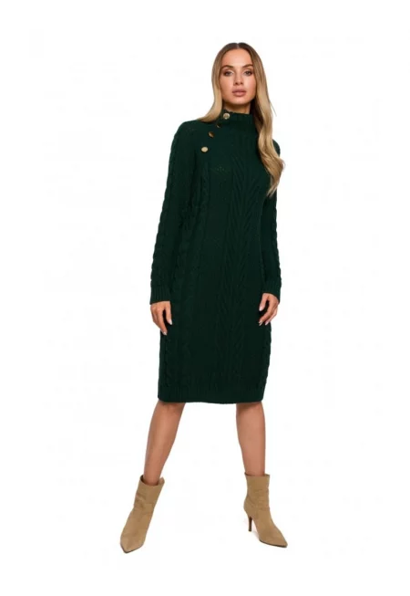 Дамска рокля -  Акрил/Полиамид - Тъмнозелена