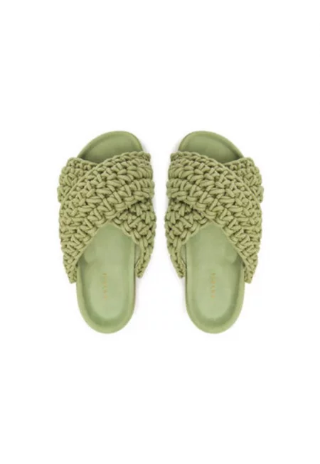 Дамски джапанки - 70104 -  Текстил - Зелени - Зелен