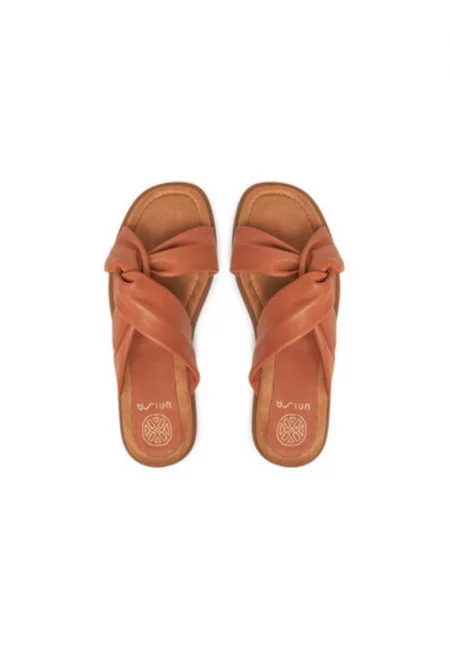 Дамски джапанки - CAMBY_25_GRA -  Естествена кожа - Кафяв