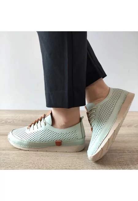 Дамски перфорирани обувки  24058 Зелена мента - Зелена мента - Зелен