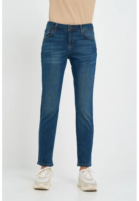 Дънки с памук със стандартна кройка - Тъмносин