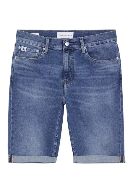 Дънков къс панталон със захабен ефект