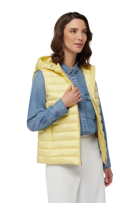 Елек Jaysen с пухена вата и качулка - Бледожълт